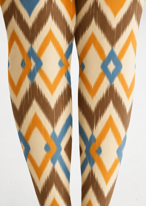 Brown Orange Geometric Argyle Tights Hosiery Pantyhose H68-29