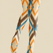 Brown Orange Geometric Argyle Tights Hosiery Pantyhose H68-29