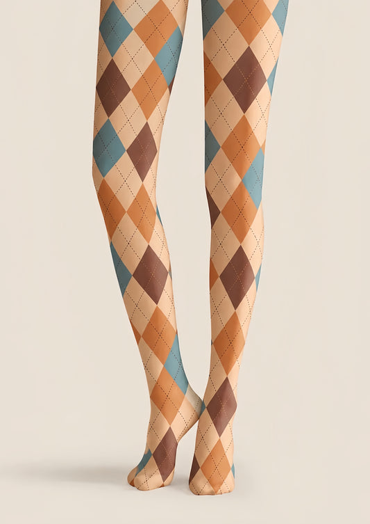 Colorful Argyle Diamond Check Tights Preppy Pantyhose H68-30