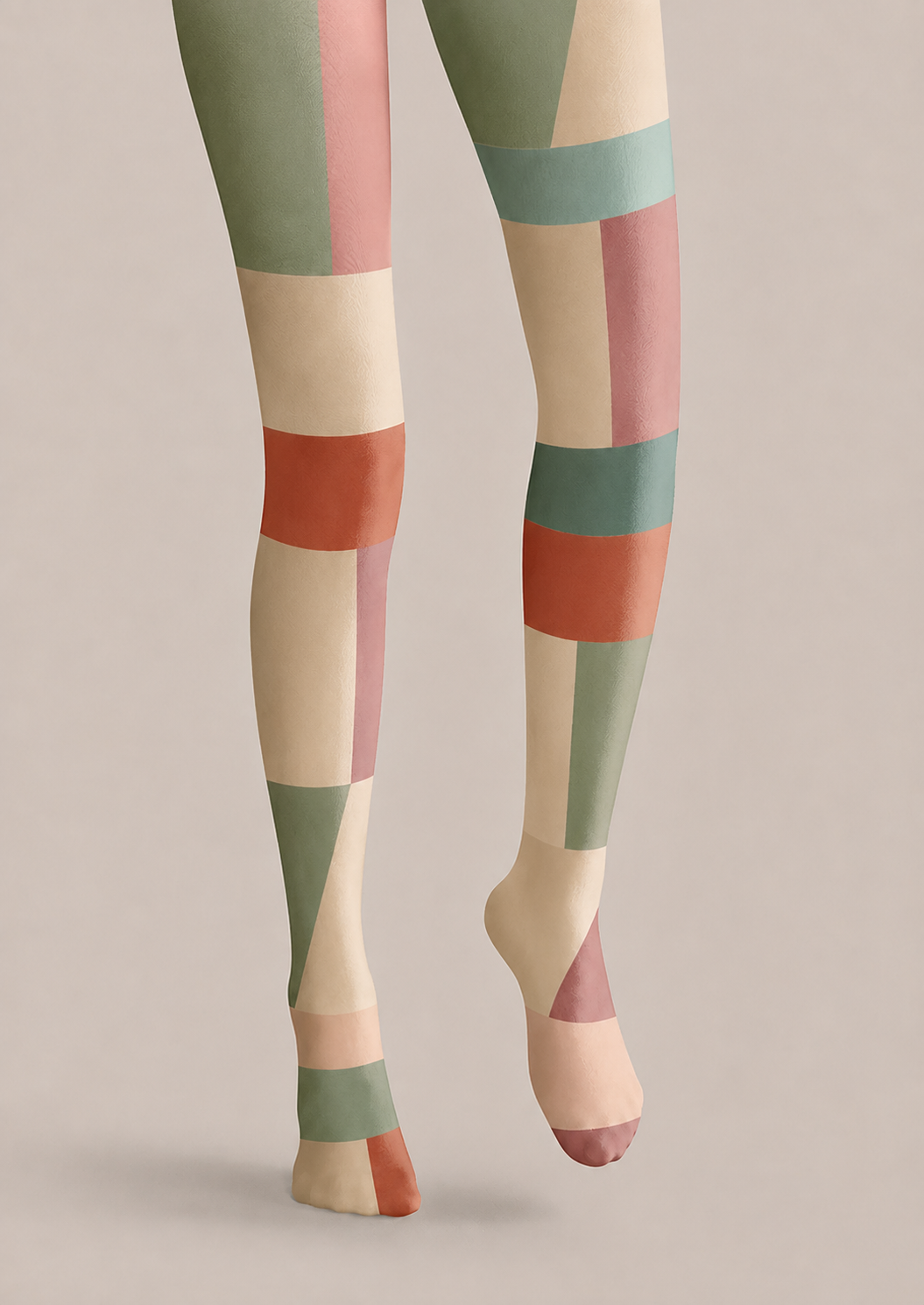 Pastel Color Block Diamond Tights Geometric Pantyhose H68-31