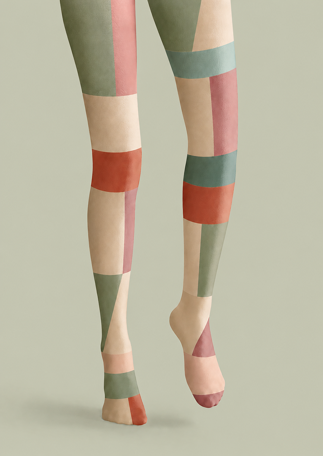 Pastel Color Block Diamond Tights Geometric Pantyhose H68-31