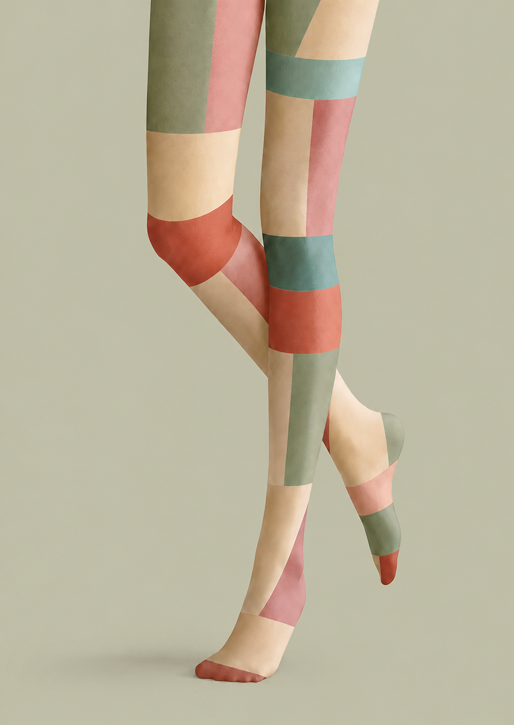 Pastel Color Block Diamond Tights Geometric Pantyhose H68-31