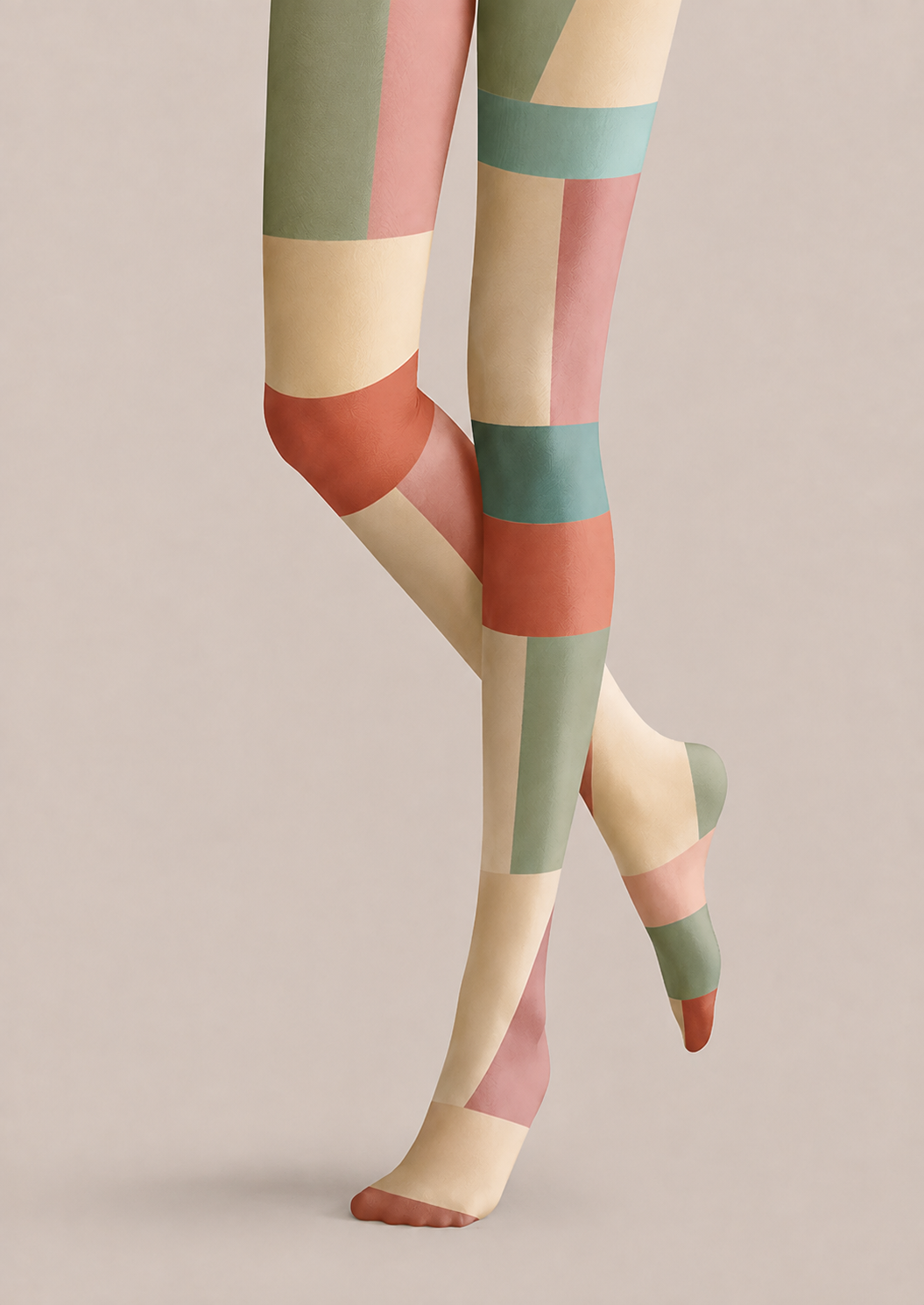 Pastel Color Block Diamond Tights Geometric Pantyhose H68-31