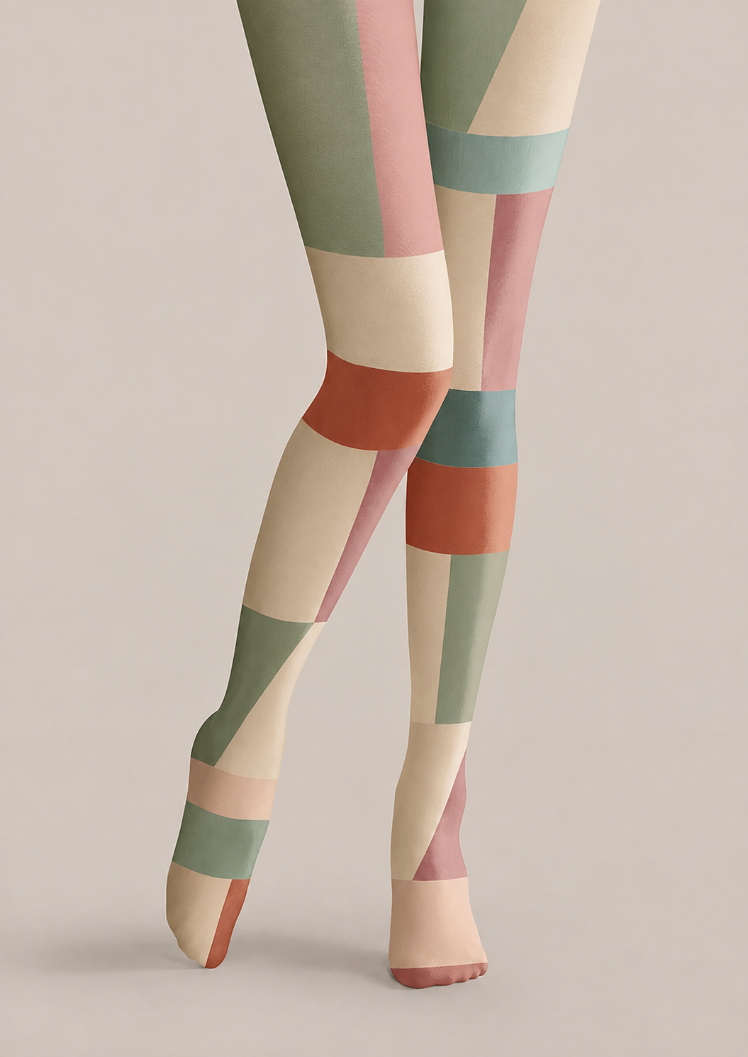 Pastel Color Block Diamond Tights Geometric Pantyhose H68-31