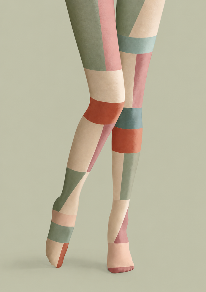 Pastel Color Block Diamond Tights Geometric Pantyhose H68-31