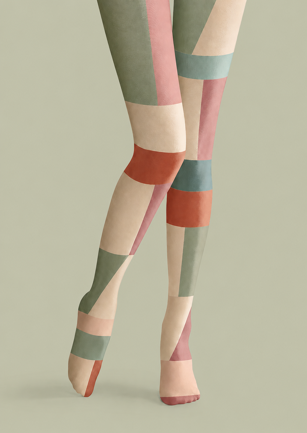 Pastel Color Block Diamond Tights Geometric Pantyhose H68-31