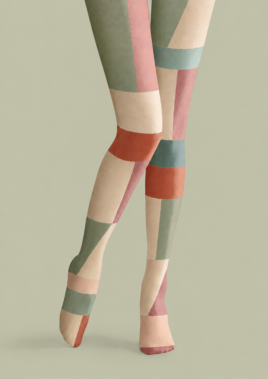 Pastel Color Block Diamond Tights Geometric Pantyhose H68-31