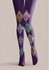 Purple Floral Diamond Tights Floral Pattern Pantyhose H68-32