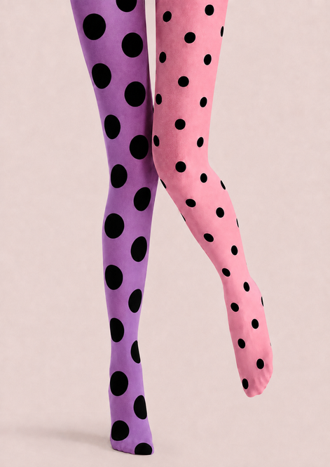 Pink Purple Polka Dot Tights Colorful Patterned Pantyhose H68-33