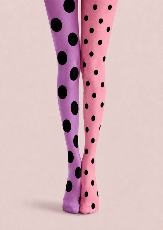 Pink Purple Polka Dot Tights Colorful Patterned Pantyhose H68-33