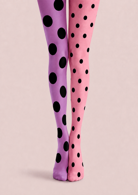 Pink Purple Polka Dot Tights Colorful Patterned Pantyhose H68-33