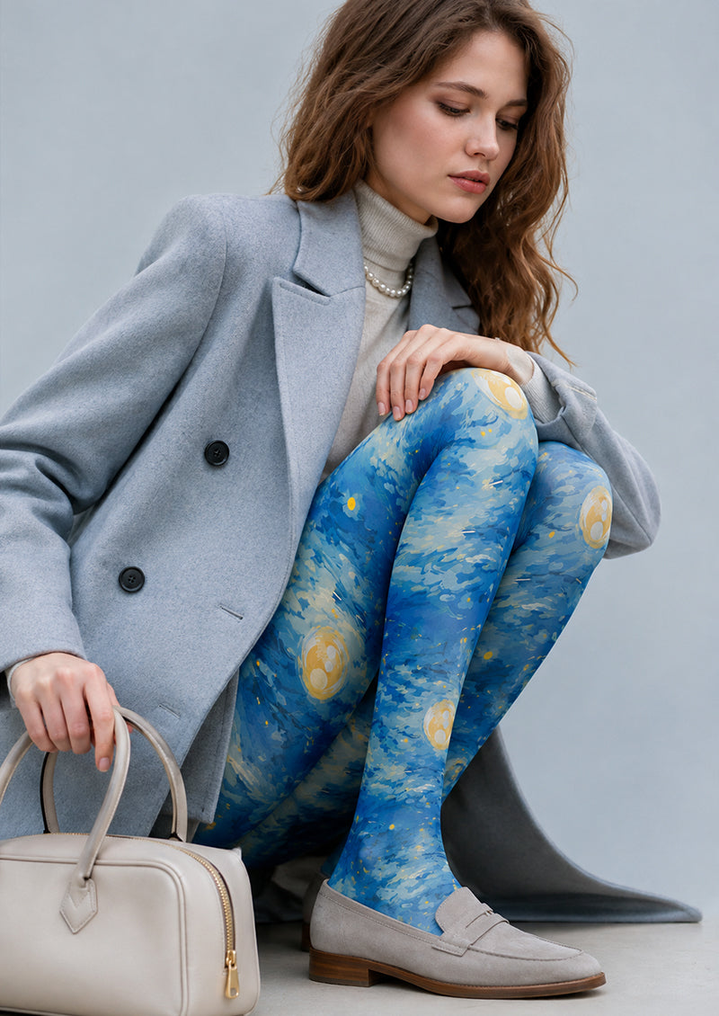 Blue Starry Sky Tights Artistic Patterned Pantyhose H68-34