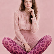 Pink Leopard Print Tights Colorful Patterned Pantyhose H68-36