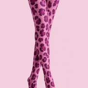 Pink Leopard Print Tights Colorful Patterned Pantyhose H68-36