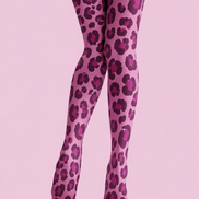 Pink Leopard Print Tights Colorful Patterned Pantyhose H68-36