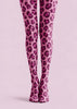 Pink Leopard Print Tights Colorful Patterned Pantyhose H68-36