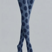 Black Large Polka Dot Tights Blue Patterned Pantyhose H68-37