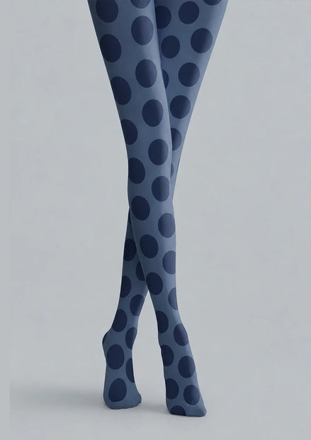 Black Large Polka Dot Tights Blue Patterned Pantyhose H68-37