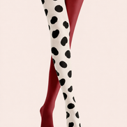 Black Spot Tights Burgundy Color Block Pantyhose H68-38