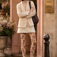 Vintage Beige Floral Tights Printed Pantyhose H68-4