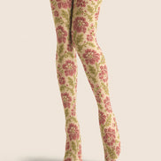 Vintage Beige Floral Tights Printed Pantyhose H68-4
