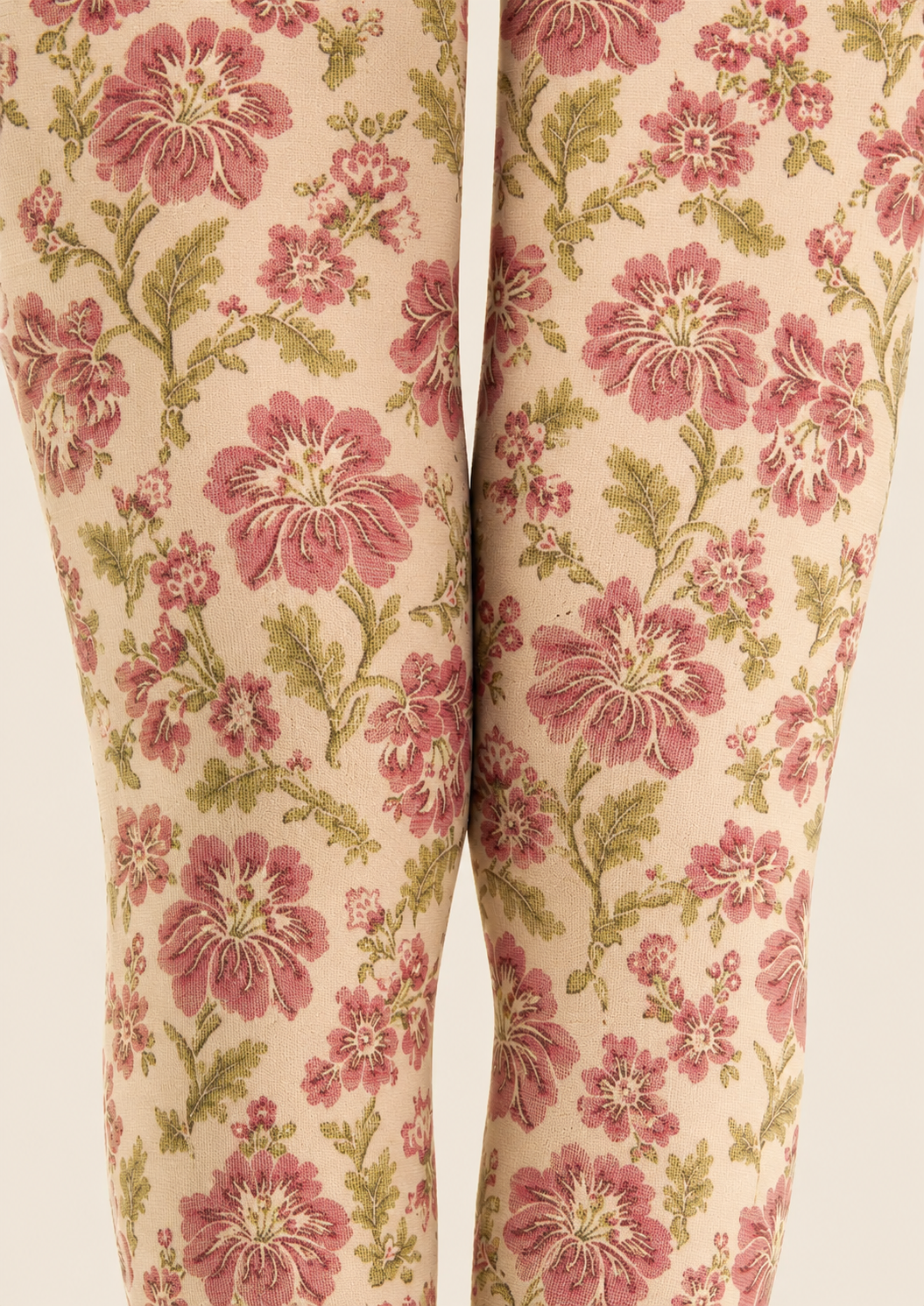 Vintage Beige Floral Tights Printed Pantyhose H68-4
