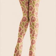 Vintage Beige Floral Tights Printed Pantyhose H68-4