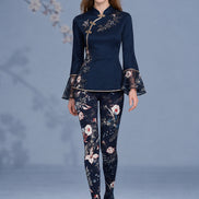 Black Floral Tights Botanical Patterned Pantyhose H68-40