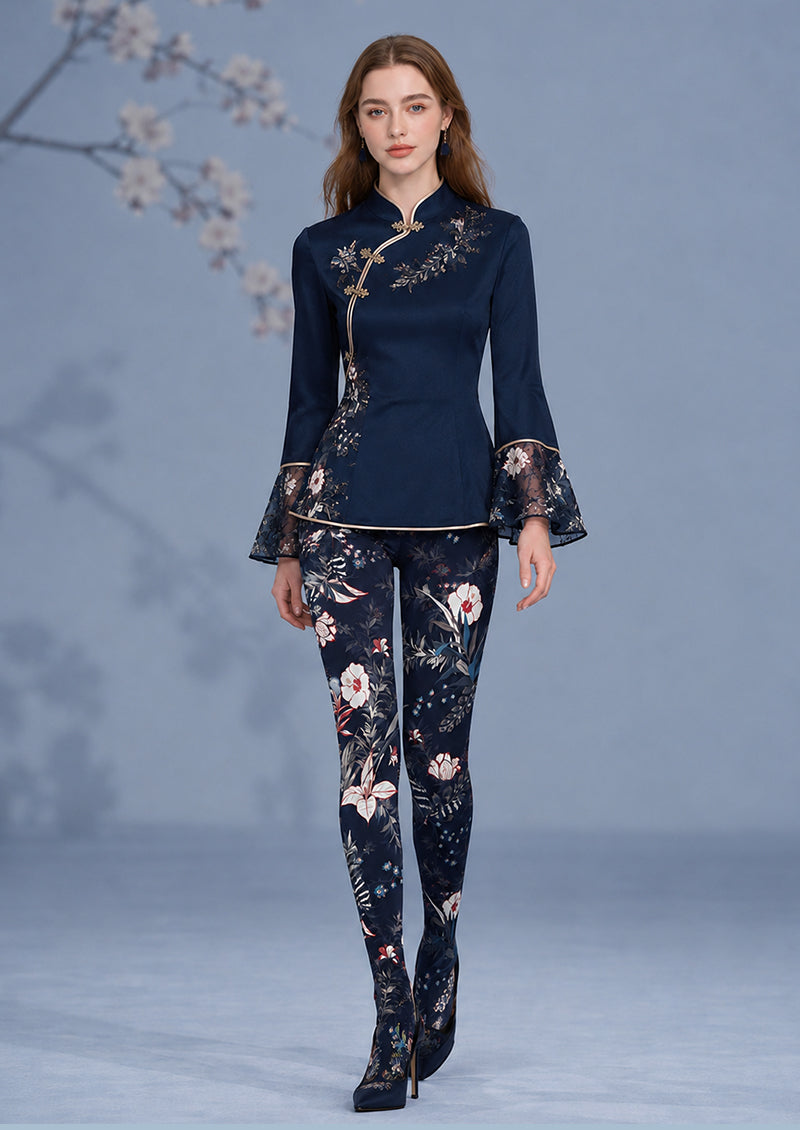 Black Floral Tights Botanical Patterned Pantyhose H68-40