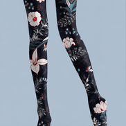 Black Floral Tights Botanical Patterned Pantyhose H68-40