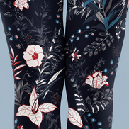 Black Floral Tights Botanical Patterned Pantyhose H68-40