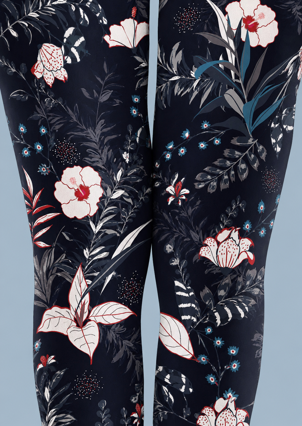 Black Floral Tights Botanical Patterned Pantyhose H68-40