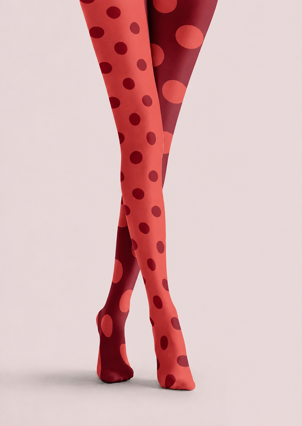 Two Tone Red Polka Dot Tights Fashion Pantyhose Hosiery H68-42