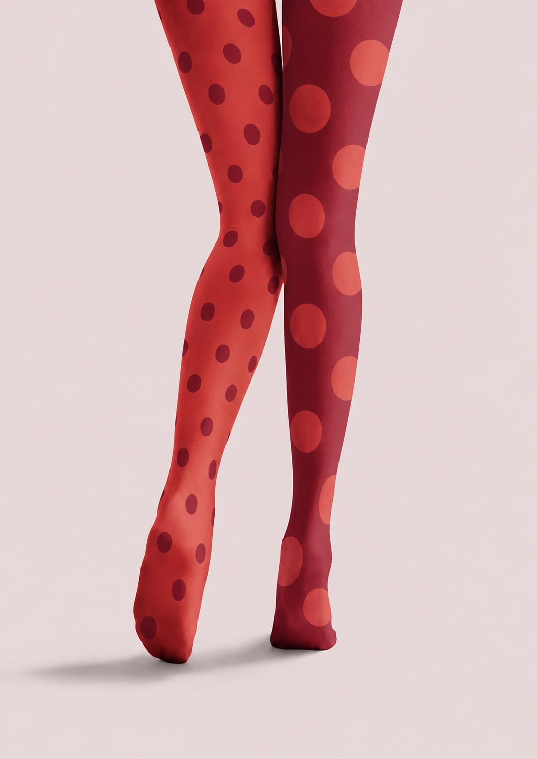 Two Tone Red Polka Dot Tights Fashion Pantyhose Hosiery H68-42