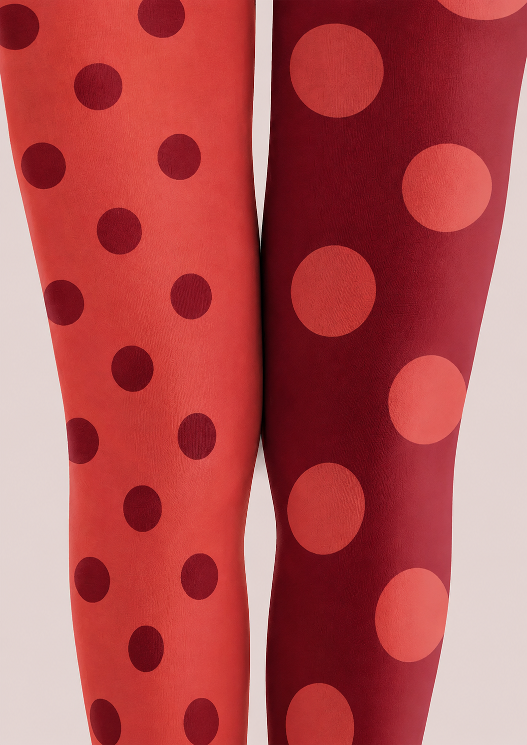 Two Tone Red Polka Dot Tights Fashion Pantyhose Hosiery H68-42