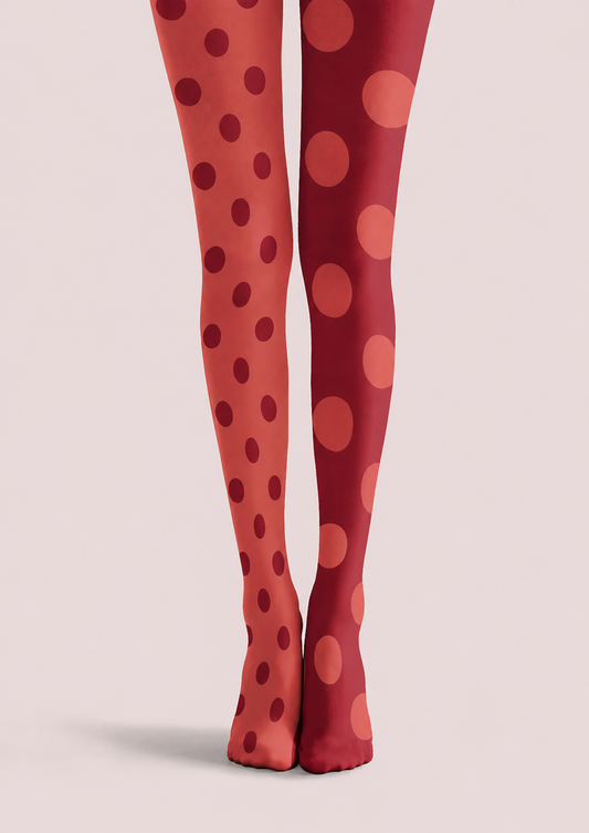 Two Tone Red Polka Dot Tights Fashion Pantyhose Hosiery H68-42