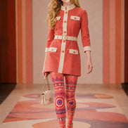 Boho Geometric Red Tights Folk Art Pantyhose H68-43