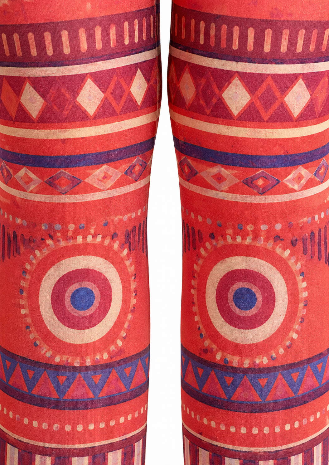 Boho Geometric Red Tights Folk Art Pantyhose H68-43