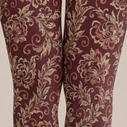 Red Vintage Floral Tights Elegant Paisley Pantyhose H68-44