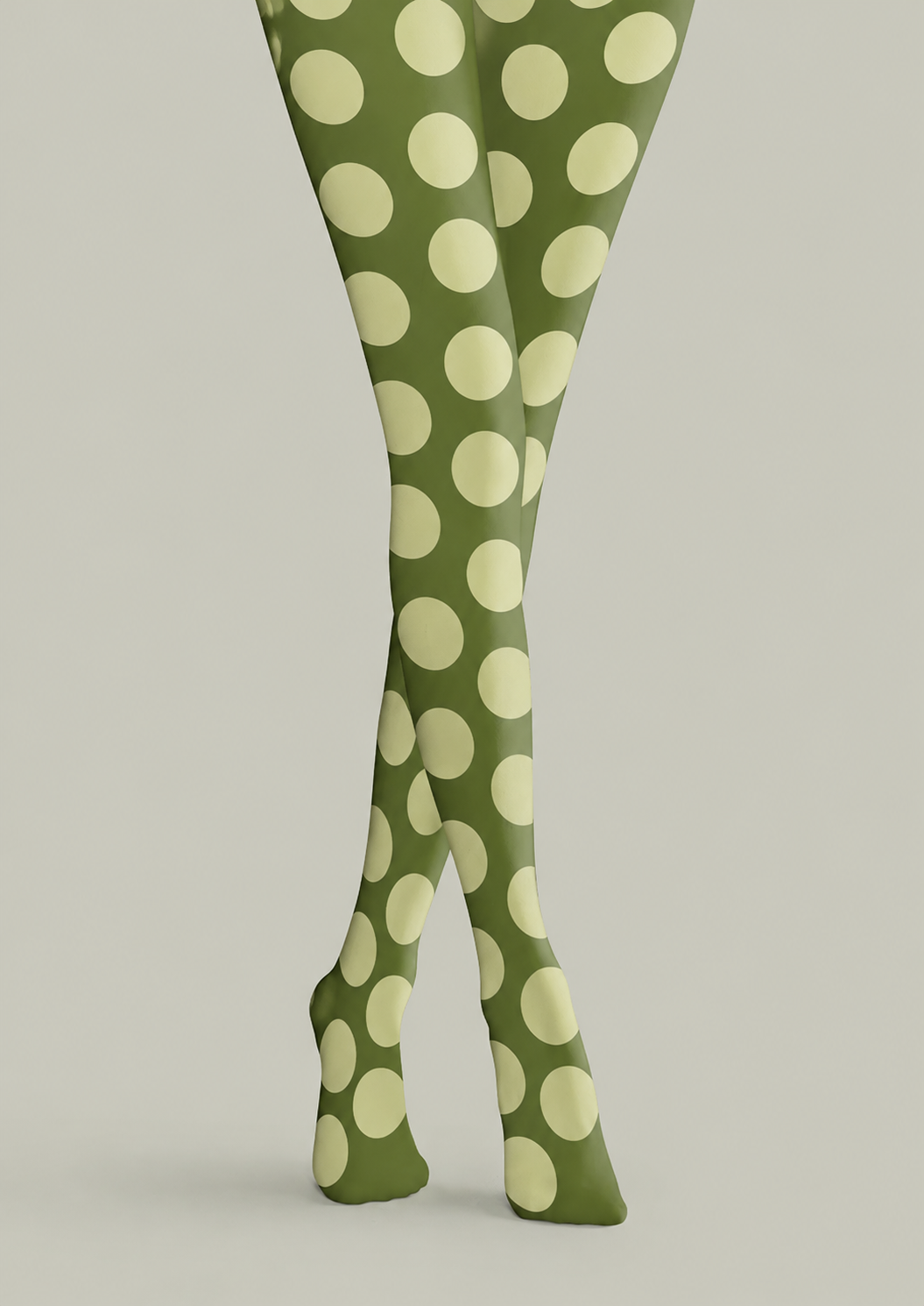 Olive Green Tights Large Dot Pattern Fashion Hosiery H68-45
