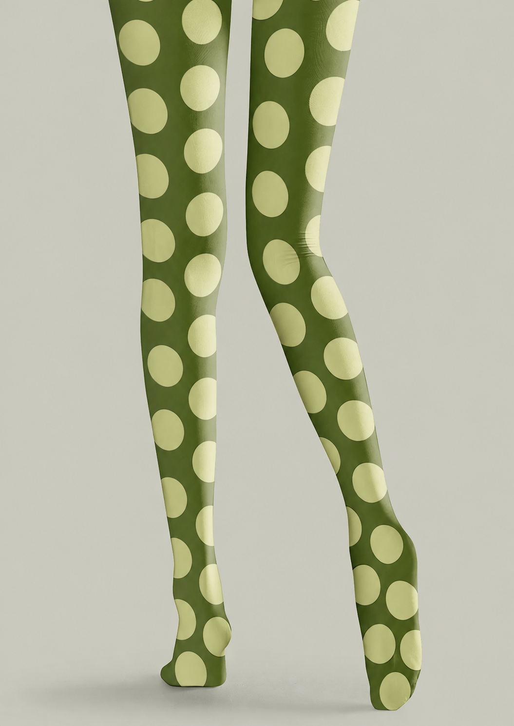 Olive Green Tights Large Dot Pattern Fashion Hosiery H68-45