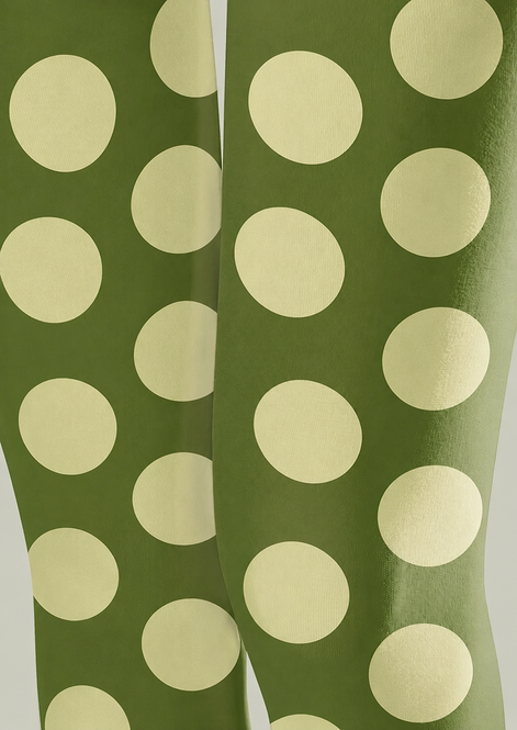 Olive Green Tights Large Dot Pattern Fashion Hosiery H68-45