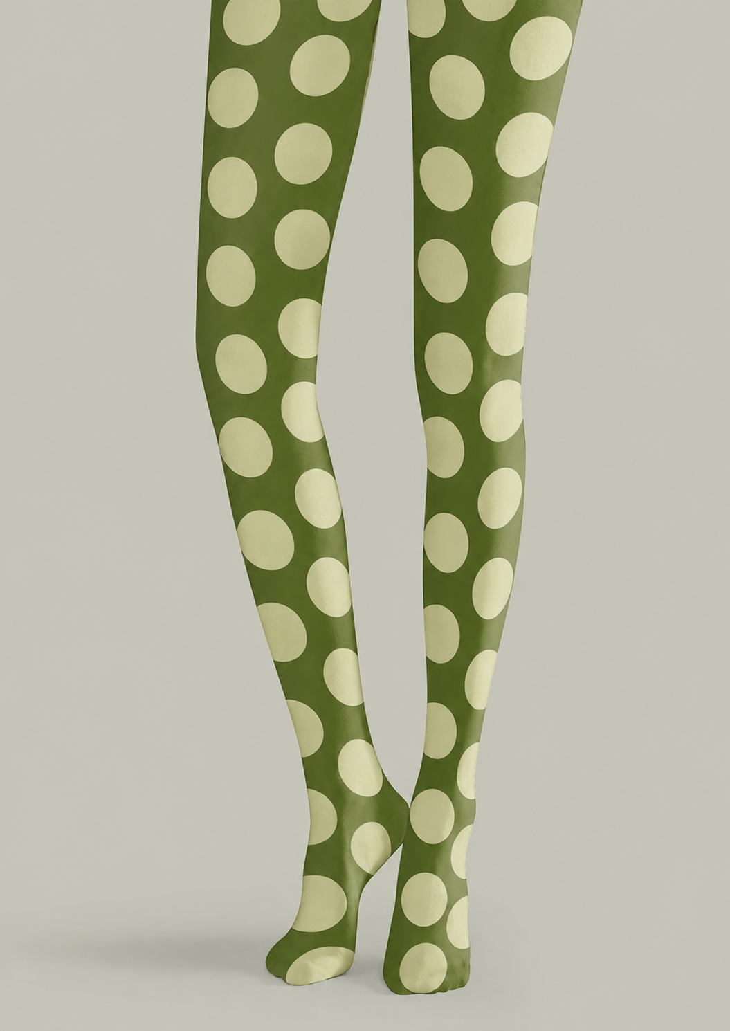 Olive Green Tights Large Dot Pattern Fashion Hosiery H68-45