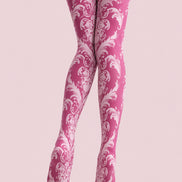 Dusty Rose Victorian Lace Patterned Tights H68-5
