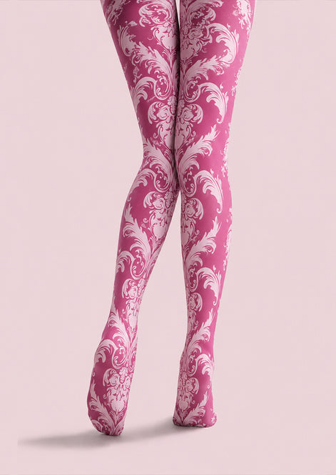Dusty Rose Victorian Lace Patterned Tights H68-5
