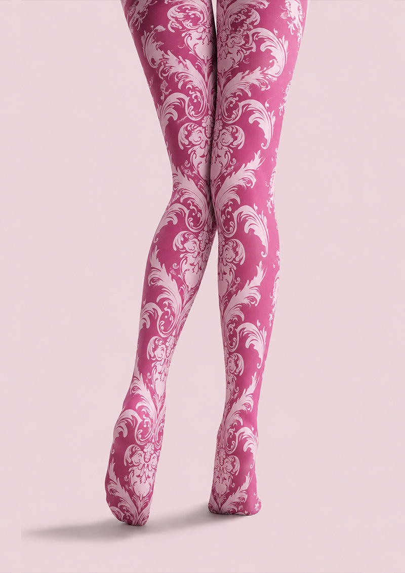 Dusty Rose Victorian Lace Patterned Tights H68-5