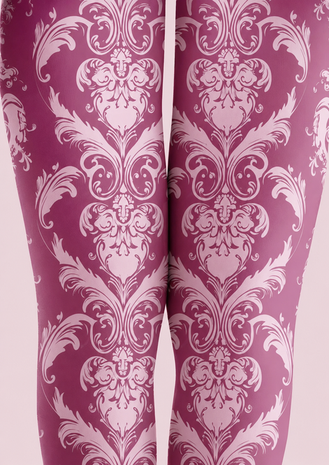 Dusty Rose Victorian Lace Patterned Tights H68-5