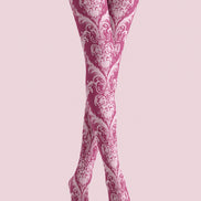 Dusty Rose Victorian Lace Patterned Tights H68-5