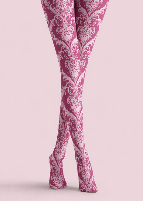Dusty Rose Victorian Lace Patterned Tights H68-5
