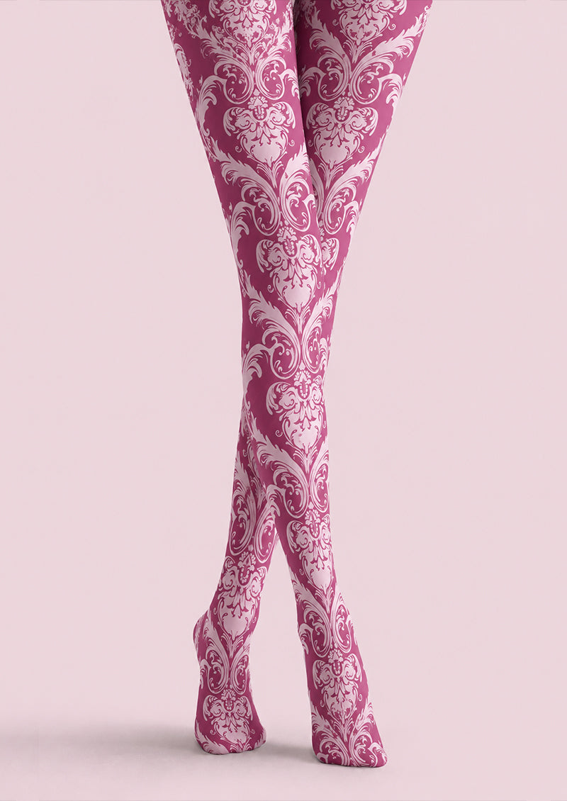Dusty Rose Victorian Lace Patterned Tights H68-5